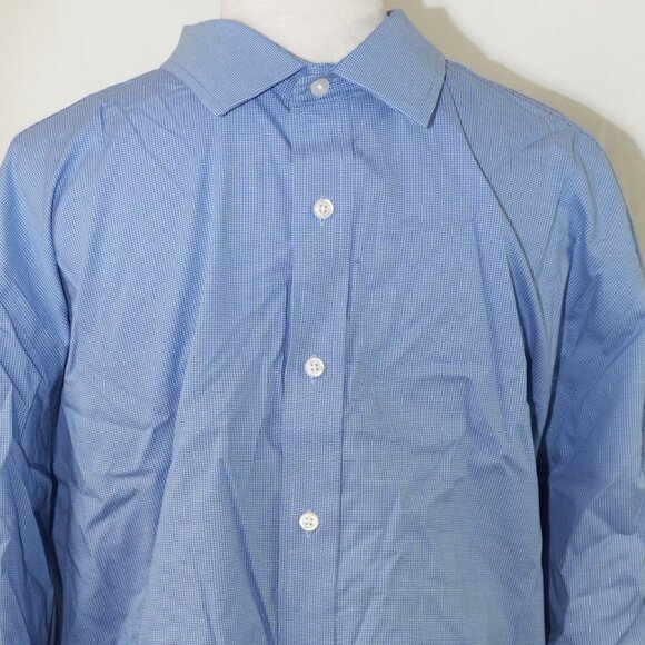 LNC 18-18 ½ 34/35 Classic Fit 2X Long Sleeve Premium Cotton Blue Checkered - Picture 6 of 6